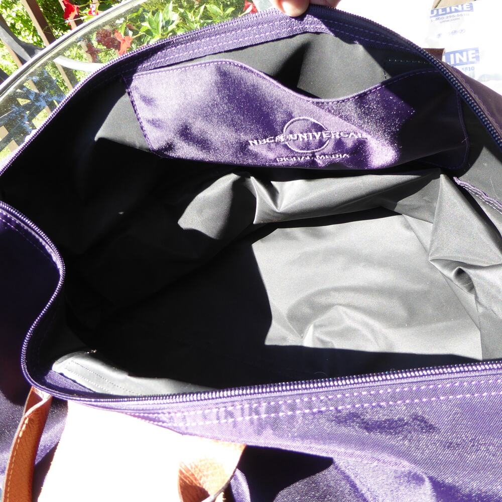 Longchamp Le Pliage Expandable Travel Duffle Bag Nylon Purple Weekender Carry-On - Picture 12 of 16
